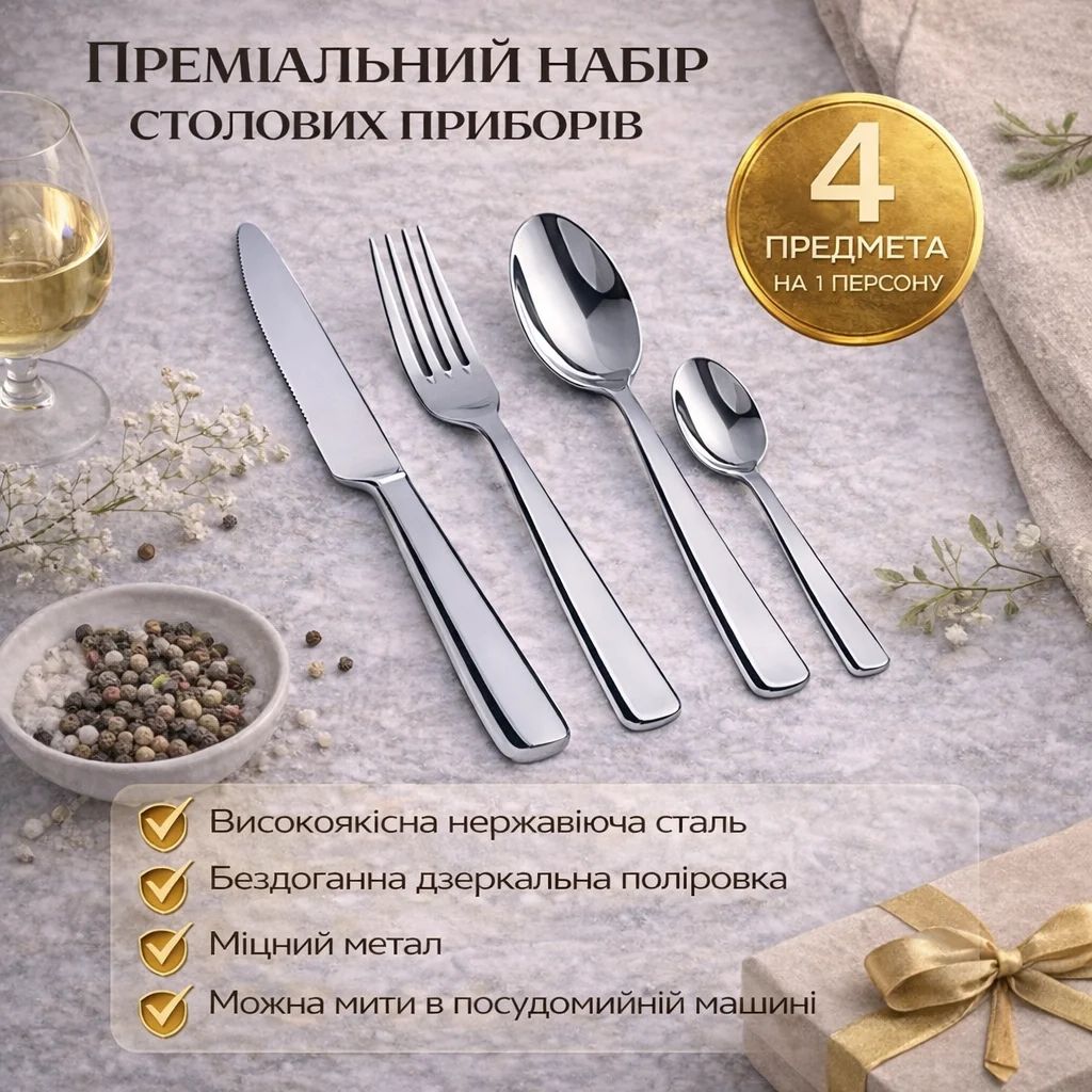 Прилади столові SMEG Dinner Cutlery, 4 предмети, на 1 особу