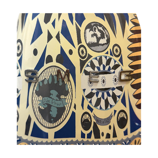 SMEG Dolce&Gabbana, кремовий із синьо-чорним орнаментом — набір із 6 кухонних ножів та підставки