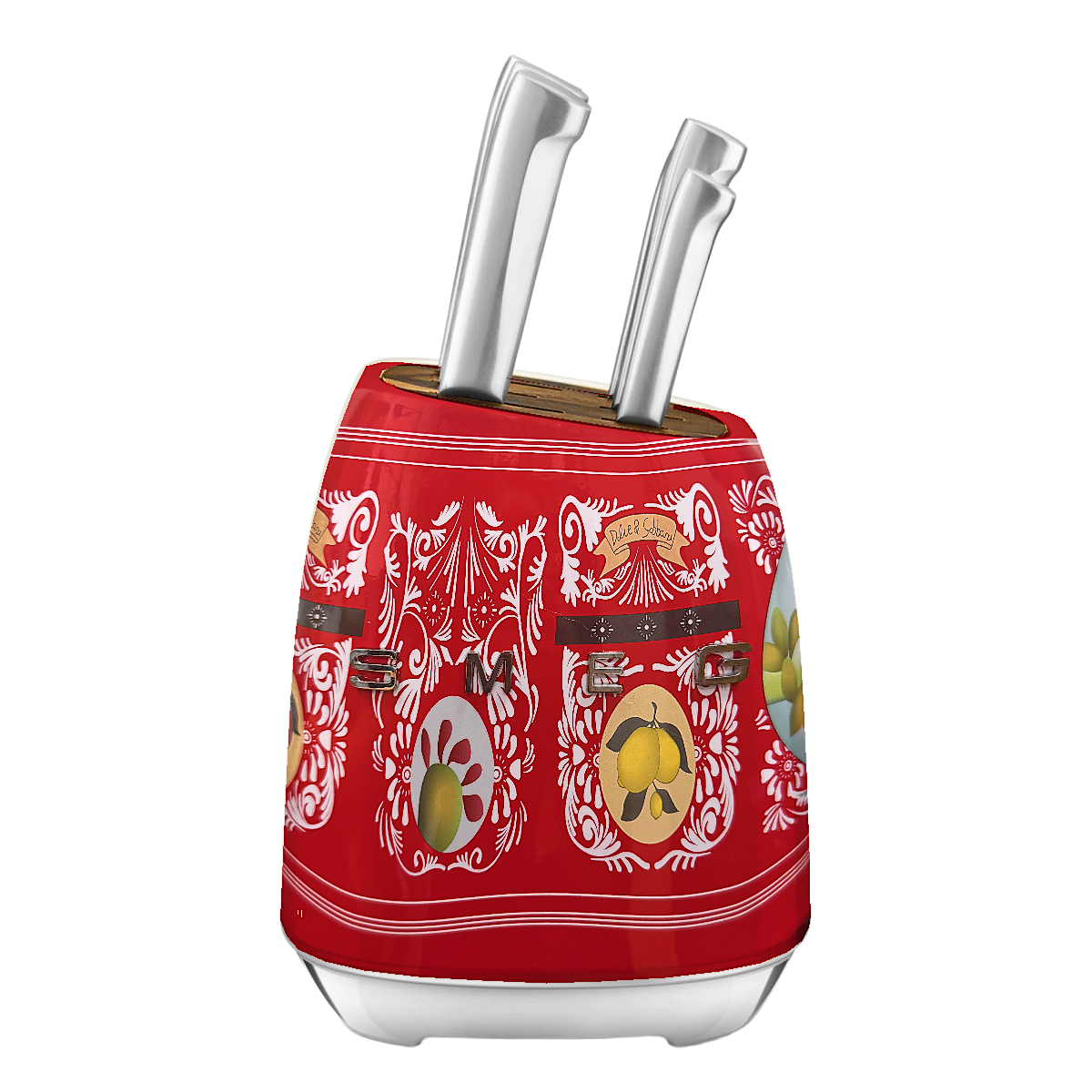Набір ножів SMEG Dolce&Gabbana, червоний, з підставкою