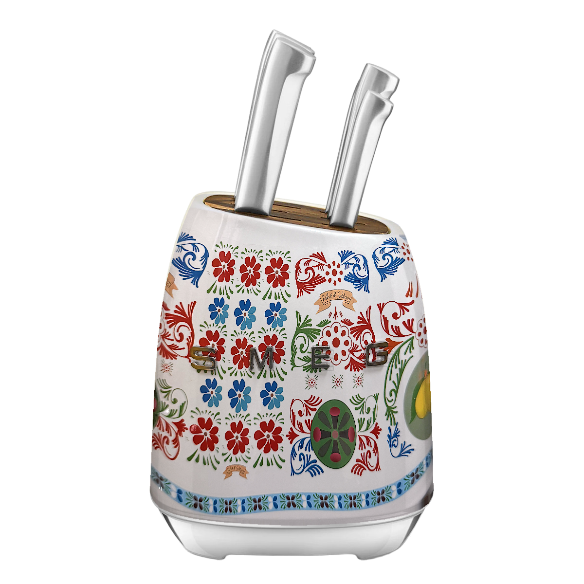 Набір ножів SMEG Dolce&Gabbana, білий, з підставкою