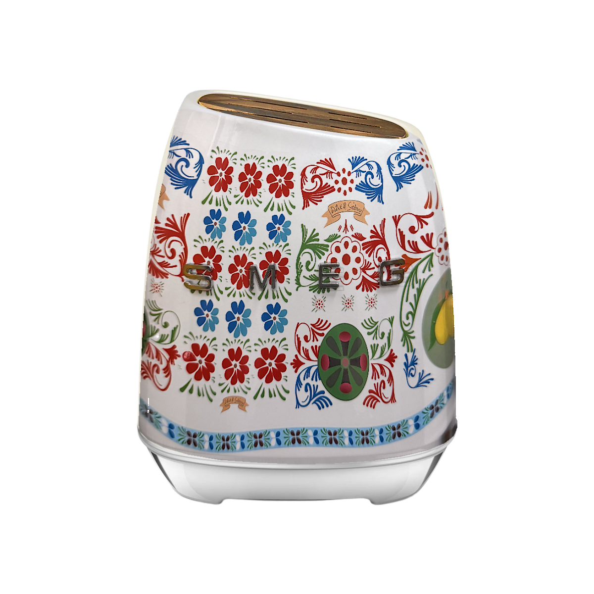 SMEG Dolce&Gabbana, білий — набір із 6 кухонних ножів та підставки