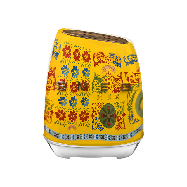 SMEG Dolce&Gabbana, жовтий — набір із 6 кухонних ножів та підставки