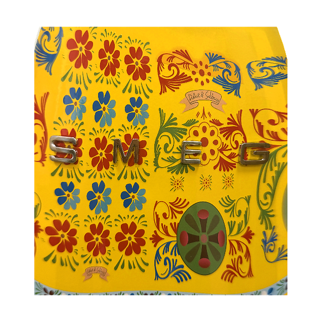 SMEG Dolce&Gabbana, жовтий — набір із 6 кухонних ножів та підставки