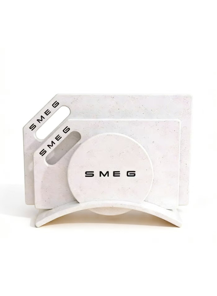 Набір керамічних дошок із підставкою SMEG, мармуровий ефект