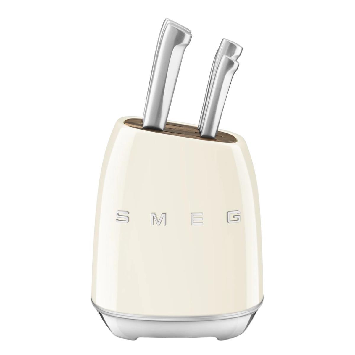Набір кухонних ножів SMEG з підставкою, 7 предметів, кремовий