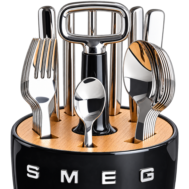 Набір SMEG Cutlery Caddy: 24 прибори й органайзер, чорний