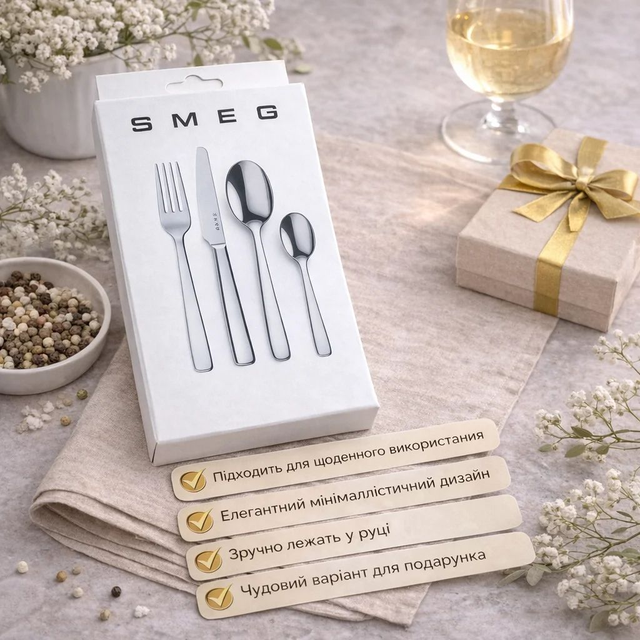 Прилади столові SMEG Dinner Cutlery, 4 предмети, на 1 особу