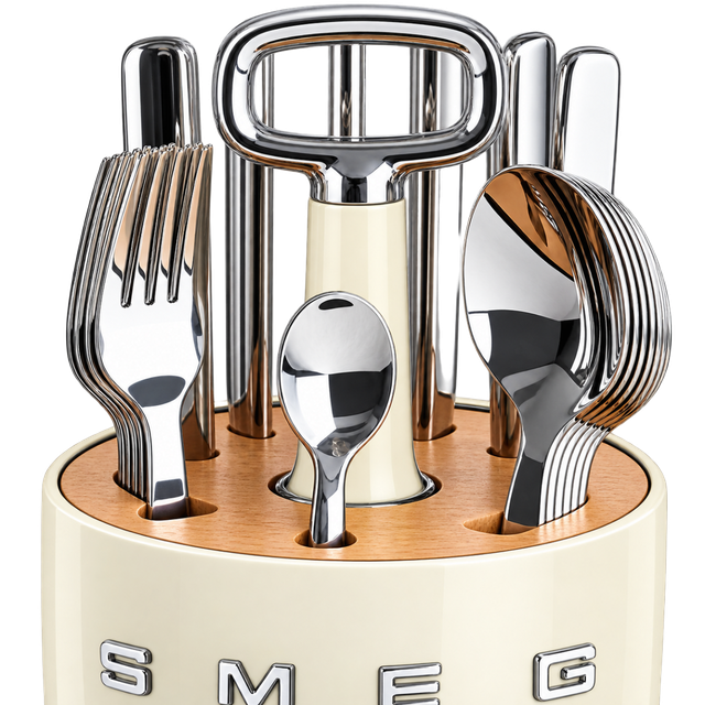 Набір SMEG Cutlery Caddy: 24 прибори й органайзер, кремовий