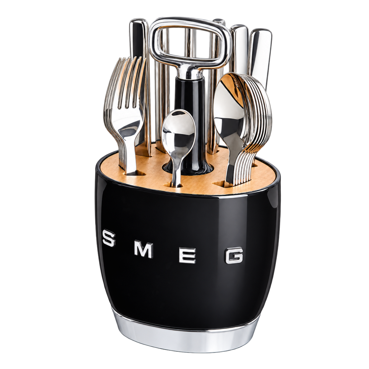 Набір SMEG Cutlery Caddy: 24 прибори й органайзер, чорний