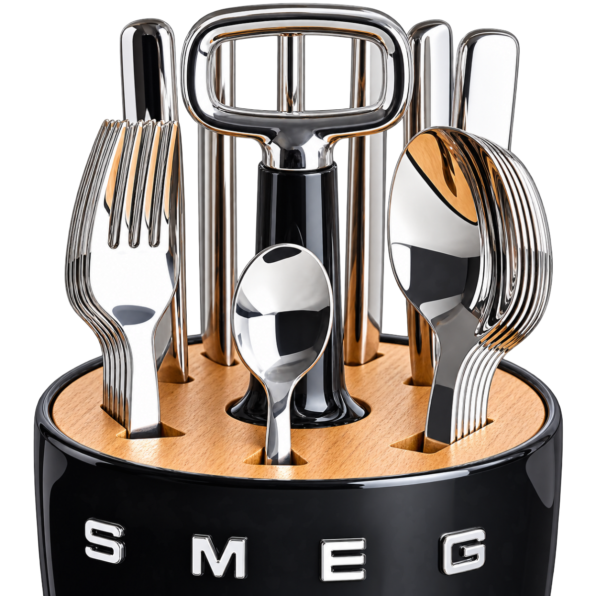 Набір SMEG Cutlery Caddy: 24 прибори й органайзер, чорний