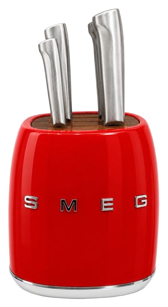 Набір кухонних ножів SMEG з підставкою, 7 предметів, червоний