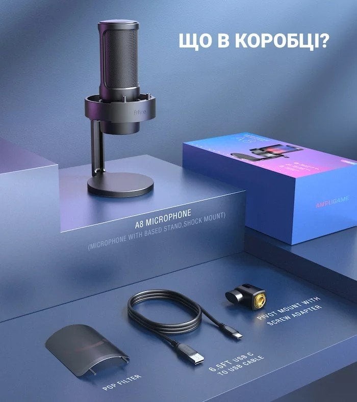 Мікрофон Fifine A8 RGB (A8) Black