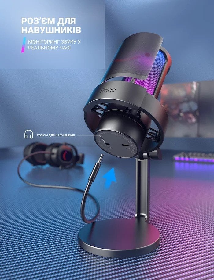 Мікрофон Fifine A8 RGB (A8) Black