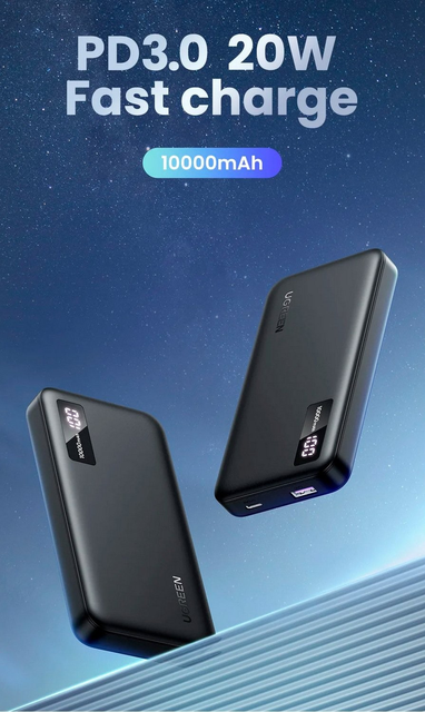 Зовнішній акумулятор Ugreen PB311 10000 мА·год 22,5 Вт (25742), чорний