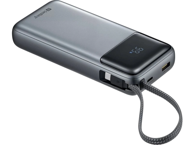 Зовнішній акумулятор Sandberg 20000 мА·год, 67 Вт із вбудованим кабелем USB Type-C (421-29)