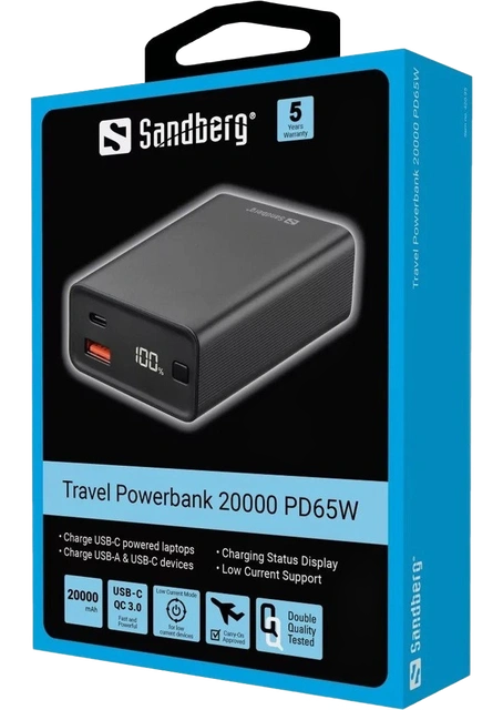 Зовнішній акумулятор Sandberg Travel 20000mAh 65W (420-95)