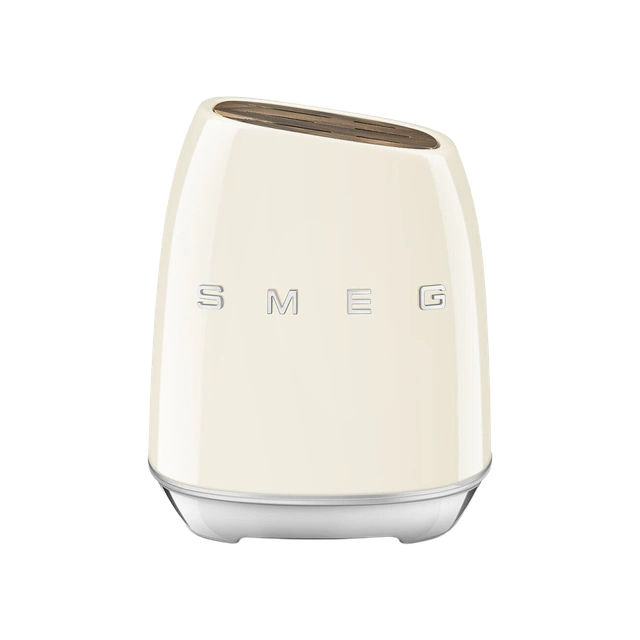 Набір кухонних ножів SMEG з підставкою, 7 предметів, кремовий