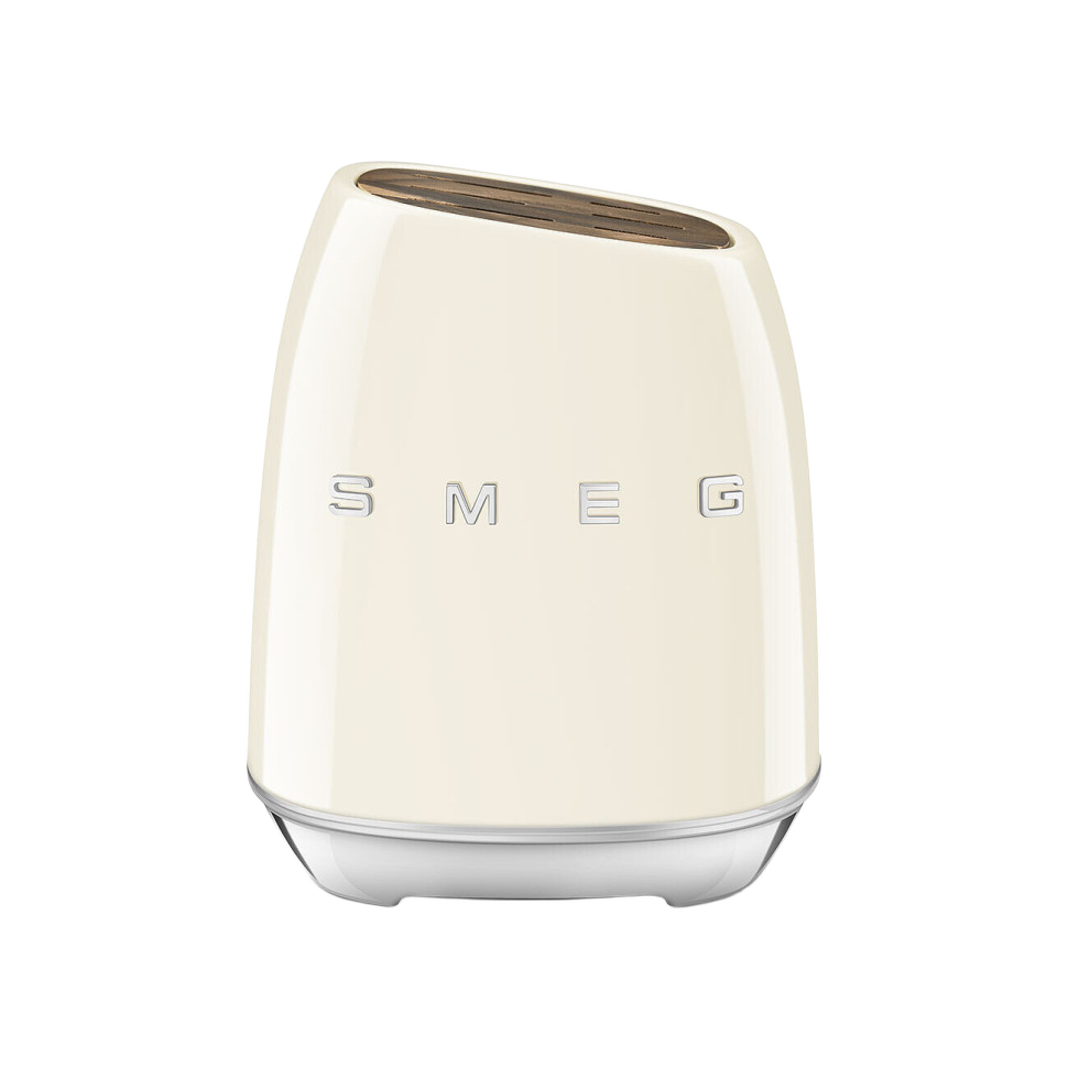 Набір кухонних ножів SMEG з підставкою, 7 предметів, кремовий
